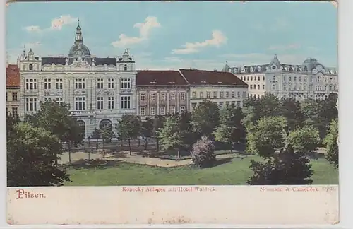 62264 Ak Pilsen in Böhmen Kopecky Anlagen mit Hotel Waldeck um 1905