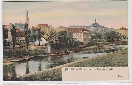 62263 Ak Pilsen en Bohême Vue de la Saxegasse vers 1905