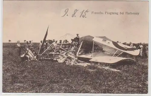 62229 Feldpost Ak abgeschossenes französisches Flugzeug bei Harbouey 1915