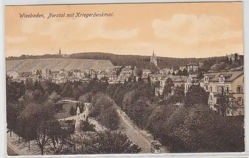 62220 Ak Wiesbaden Nerotal mit Kriegerdenkmal um 1910