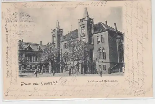 62218 Ak Gruß aus Gütersloh Rathaus und Ratskeller 1898
