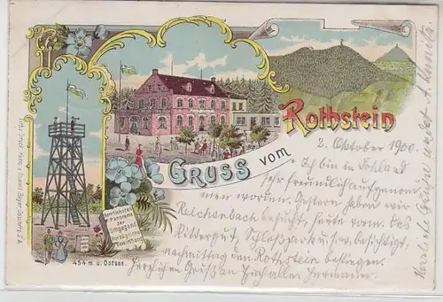 62167 Ak Lithographie Gruß vom Rothstein Aussichtsturm 1900