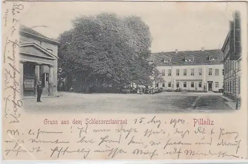62160 Ak Gruß aus dem Schlossrestaurant Pillnitz 1900