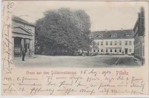 62160 Ak Salutation du restaurant du château Pillnitz 1900