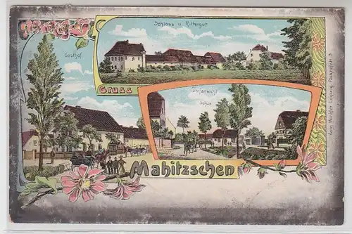 62114 Ak Lithographie Gruß aus Mahitzschen Gasthof usw. 1908