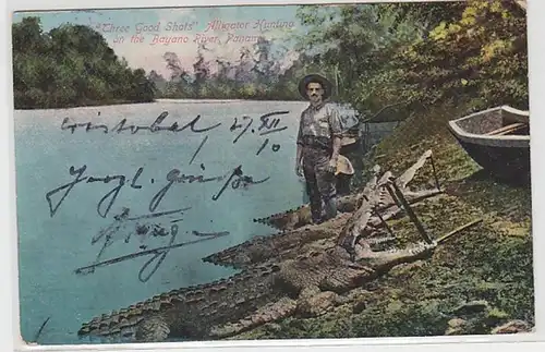 62109 Ak Panama Alligator Hunting on the Bayano River um 1910