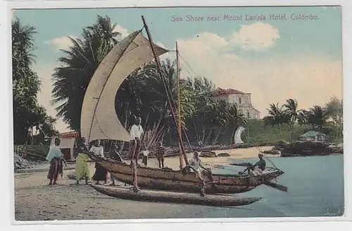 62105 Ak Colombo Sri Lanka Ceylan Sea Shore near Mount Lavinia Hotel vers 1910
