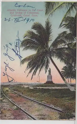 62103 Ak Atlantic Entrance to the Canal and Statue of Columbus 1910
