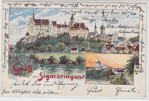 6205 Ak Lithographie Gruss de Sigmaringen 1900