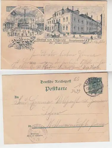 62054 Privatganzsachen Ak Gruß aus dem Gasthof Großerkmannsdorf 1900