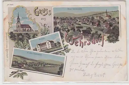 62052 Ak Lithographie Gruß aus Wehrsdorf Schule usw. 1899