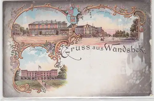 62051 Ak Lithographie Gruss aus Wandsbek um 1900