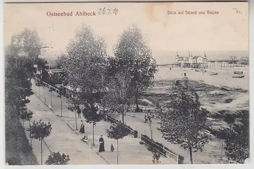 62050 Ak Balte Bain Ahlbeck Vue sur la plage et le pont 1910