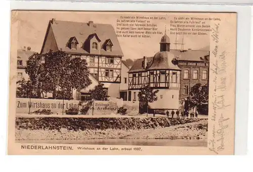 62036 Ak Niederlahnstein Wirtshaus an der Lahn 1909