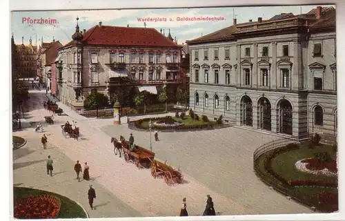 62029 Ak Pforzheim Werderplatz et l'école d'orfèvrerie 1914