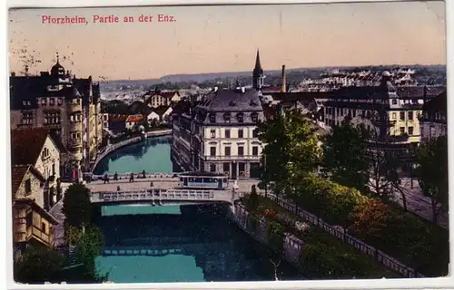 62028 Ak Pforzheim Partie an der Enz 1921