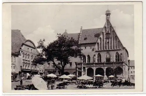 62024 Ak Amberg marché avec hôtel de ville vers 1930
