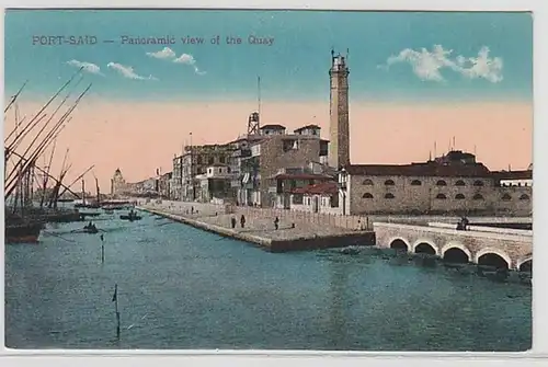 61993 Ak Port Said Panoramic view of the Quay um 1910