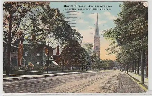 61982 Ak Hartford Conn. Asylum Avenue showing Congregational Church 1910