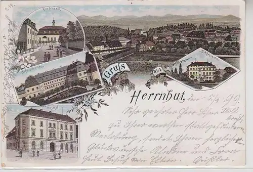 61940 Ak Lithographie Gruß aus Herrnhut Gasthof usw. 1899