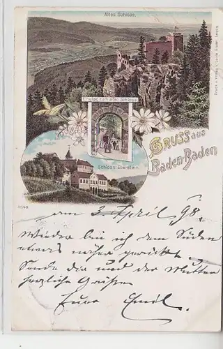 61939 Ak Lithographie Gruss aus Baden-Baden 1898