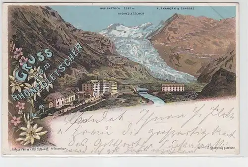 61936 Ak Lithographie Grousse du glacier du Rhône 1898