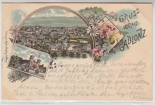 61933 Ak Lithographie Salutation de Gablonz a.N. Jablonec nad Nisou Süttnerhaus 1896