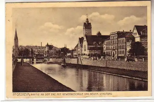 61924 Ak Pforzheim école professionnelle avec nouvelle salle de bains en 1914