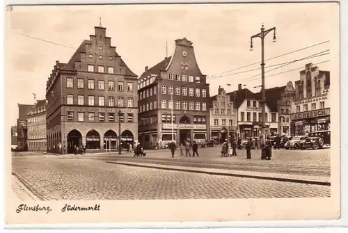 61920 Feldpost Ak Flensburg Südermarkt mit Geschäften 1942