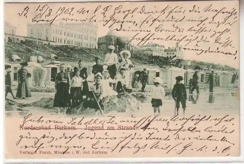 61906 Ak Mer du Nord Bad Borkum Jeunesse sur la plage 1902