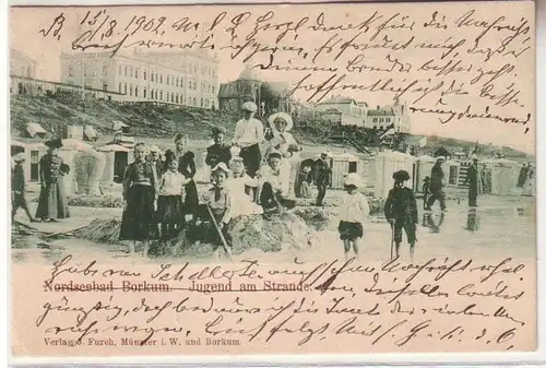61906 Ak Nordseebad Borkum Jugend am Strande 1902