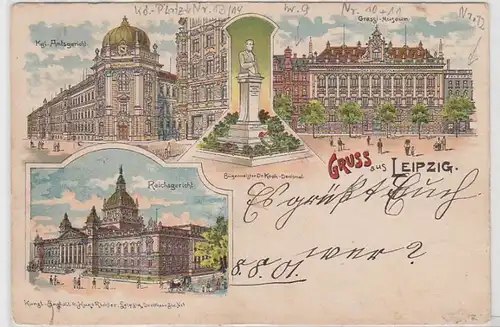 61890 Ak Lithographie Gruß aus Leipzig 1901