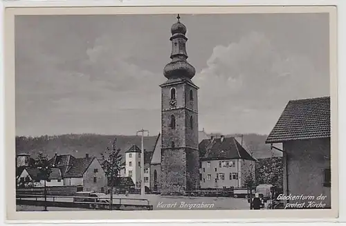 61880 Ak station thermale Bergzabern clocher de l'église protestante vers 1920