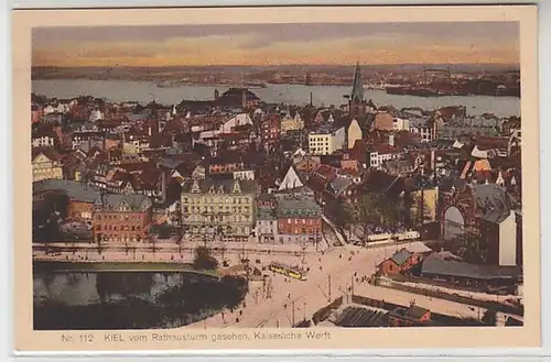 61875 Ak Kiel vu de la tour de l'hôtel de ville chantier naval impérial vers 1914