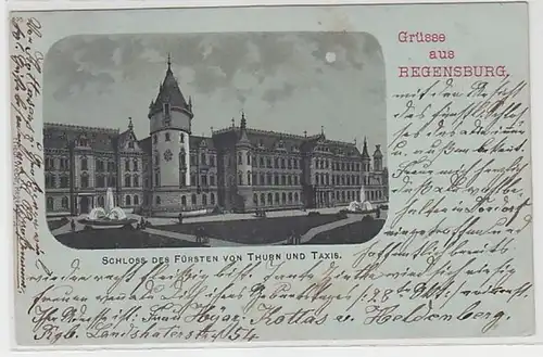 61873 Ak salutations de Ratisbonne Château du Prince de Thurn et Taxis 1898