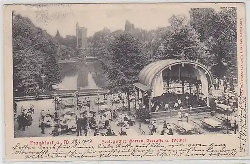 61868 Ak Frankfurt am Main Jardin zoologique, terrasse et Weiher 1904