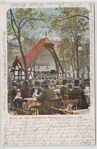 61863 Ak Salutation du jardin de la ville Restaurant à Cologne am Rhein 1903