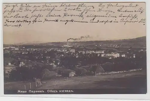 61857 Photo Ak Pernik Bulgarie Mine et vue totale 1926