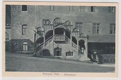 61846 Ak Pößneck in Thüringen Rathaustreppe um 1930