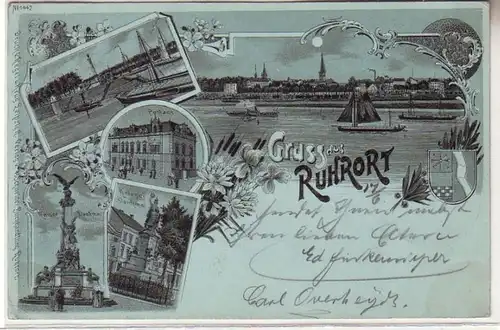 Carte de lune de Gruss de Ruhrort 1898