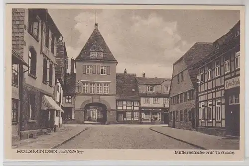 61772 Ak Holzminden à la Weser Mittelstraße avec maison de porte vers 1925