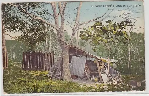 61766 Ak China Chinese Leper living in Cemetery 1901