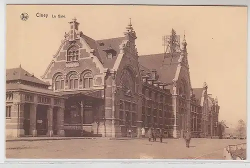 61752 Ak Ciney in Belgien la Gare der Bahnhof um 1915