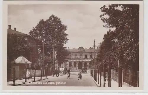 61735 Ak Großenhain Bahnhofstraße mit Cottbuser Bahnhof um 1930