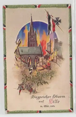 61715 Arrêt contre la lumière Ak Storm victorieux sur Lille 14 octobre 1914