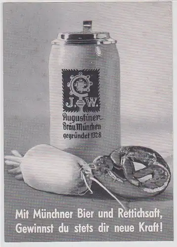 61525 Reklame Ak Augustiner Bräu älteste Brauerei Münchens um 1940