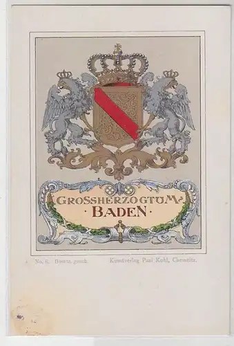 61501 Armoiries Ak Lithographie Grand-Duché de Baden vers 1900