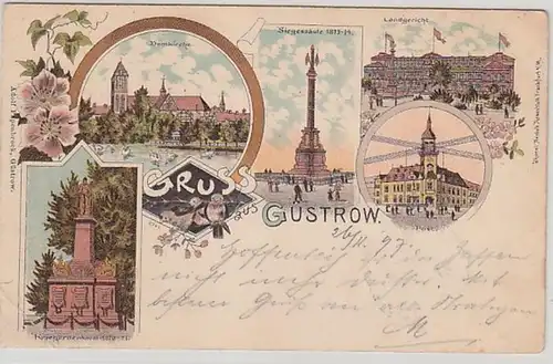 61442 Ak Lithographie Gruss de Güstrow 1897