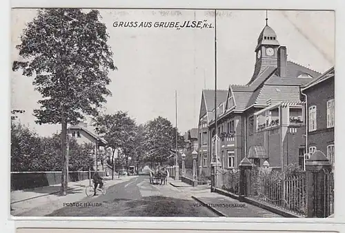 61399 Ak Gruß aus Grube "Ilse" N.-L. Postgebäude & Verwaltungsgebäude um 1920