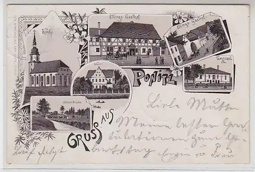 61398 Ak Lithographie Gruß aus Ponitz S.-A. um 1900